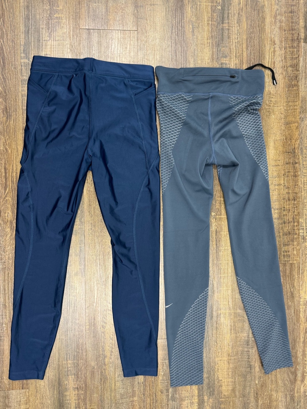 Nike Zonal And Dri Fit Ladies Navy& Gray Performance Leggings Duo Bundle S